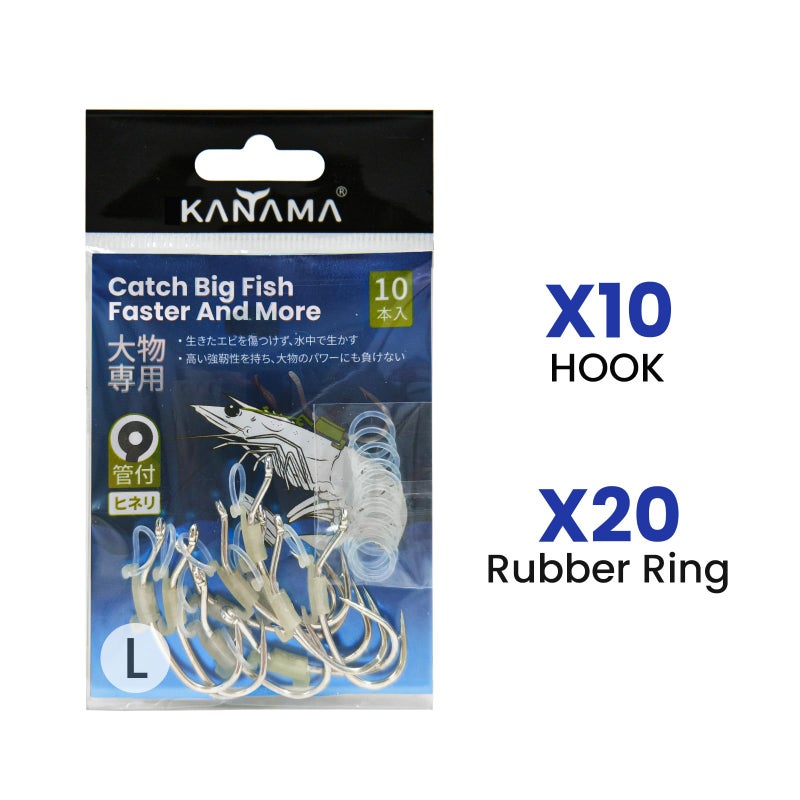 KANAMA Luminous Live Shrimp Fishing Hooks,Carbon Steel Barbed Hooks with Holes, Ideal for Bass,Snapper,Groupers,Pike,That Can Adapt to Various Fishing, Large, 10 Pcs - Image 5